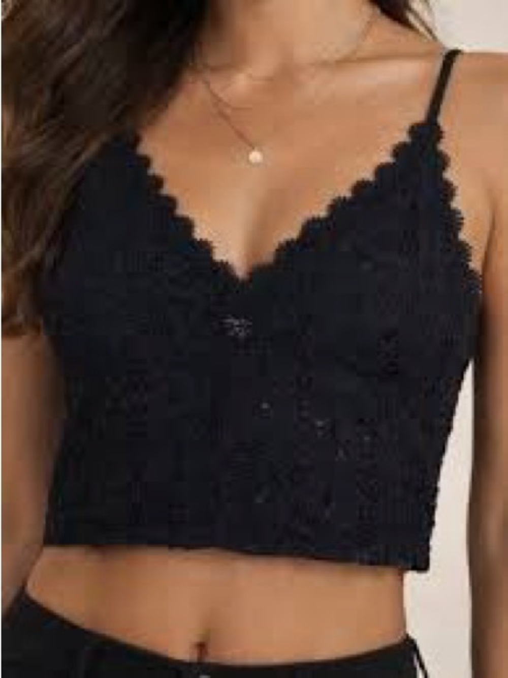 H&M Black Crochet Floral Lace Fairy Goth V-Neck Cami Top